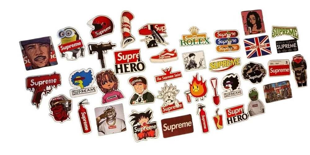 Supreme Sticker Lot Assorted Mixed Brands Decals
2 stickers for 5$-5 for 10– 12